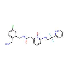 NCc1ccc(Cl)cc1CNC(=O)Cc1cccc(NCC(F)(F)c2ccccn2)[n+]1[O-] ZINC000028521938