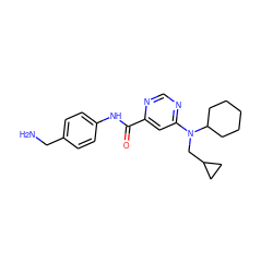 NCc1ccc(NC(=O)c2cc(N(CC3CC3)C3CCCCC3)ncn2)cc1 ZINC000049055059