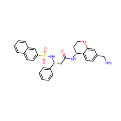 NCc1ccc2c(c1)OCC[C@H]2NC(=O)C[C@@H](NS(=O)(=O)c1ccc2ccccc2c1)c1ccccc1 ZINC000028644728