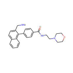 NCc1ccc2ccccc2c1-c1ccc(C(=O)NCCN2CCOCC2)cc1 ZINC000084724434