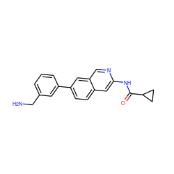 NCc1cccc(-c2ccc3cc(NC(=O)C4CC4)ncc3c2)c1 ZINC000169700026