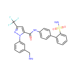 NCc1cccc(-n2nc(C(F)(F)F)cc2C(=O)Nc2ccc(-c3ccccc3S(N)(=O)=O)cc2)c1 ZINC000013861918