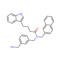 NCc1cccc(CN(Cc2ccc3ccccc3c2)C(=O)CCCc2c[nH]c3ccccc23)c1 ZINC000028826254