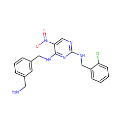 NCc1cccc(CNc2nc(NCc3ccccc3Cl)ncc2[N+](=O)[O-])c1 ZINC000028898847