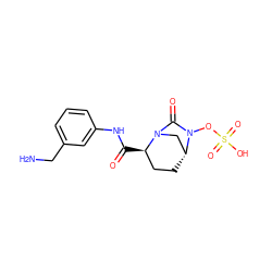 NCc1cccc(NC(=O)[C@@H]2CC[C@@H]3CN2C(=O)N3OS(=O)(=O)O)c1 ZINC000096168611