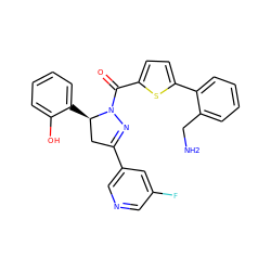 NCc1ccccc1-c1ccc(C(=O)N2N=C(c3cncc(F)c3)C[C@H]2c2ccccc2O)s1 ZINC000071341143