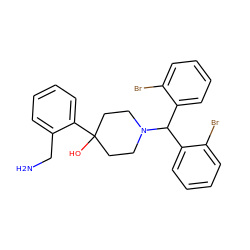 NCc1ccccc1C1(O)CCN(C(c2ccccc2Br)c2ccccc2Br)CC1 ZINC000096318641