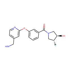 NCc1ccnc(Oc2cccc(C(=O)N3C[C@@H](O)[C@H](F)C3)c2)c1 ZINC001772571993