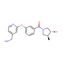 NCc1ccnc(Oc2cccc(C(=O)N3C[C@H](O)[C@@H](F)C3)c2)c1 ZINC001772608812