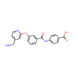 NCc1ccnc(Oc2cccc(C(=O)Nc3ccc(C(=O)O)cc3)c2)c1 ZINC001772589335