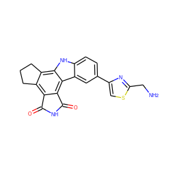 NCc1nc(-c2ccc3[nH]c4c5c(c6c(c4c3c2)C(=O)NC6=O)CCC5)cs1 ZINC000028897053