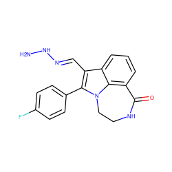 NN/N=C/c1c(-c2ccc(F)cc2)n2c3c(cccc13)C(=O)NCC2 ZINC000028393954