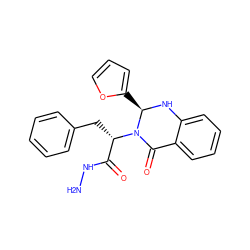 NNC(=O)[C@H](Cc1ccccc1)N1C(=O)c2ccccc2N[C@@H]1c1ccco1 ZINC000473135378