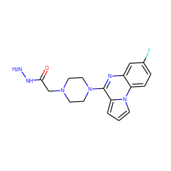 NNC(=O)CN1CCN(c2nc3cc(F)ccc3n3cccc23)CC1 ZINC000045254227