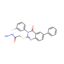 NNC(=O)CSc1nc2ccc(-c3ccccc3)cc2c(=O)n1-c1cccc(F)c1 ZINC000028356091