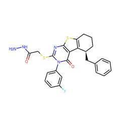 NNC(=O)CSc1nc2sc3c(c2c(=O)n1-c1cccc(F)c1)[C@H](Cc1ccccc1)CCC3 ZINC000028345933