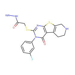 NNC(=O)CSc1nc2sc3c(c2c(=O)n1-c1cccc(F)c1)CCNC3 ZINC000028350850