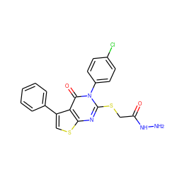 NNC(=O)CSc1nc2scc(-c3ccccc3)c2c(=O)n1-c1ccc(Cl)cc1 ZINC000028354148