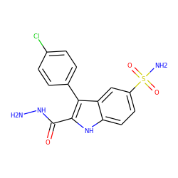 NNC(=O)c1[nH]c2ccc(S(N)(=O)=O)cc2c1-c1ccc(Cl)cc1 ZINC000040917873