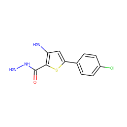 NNC(=O)c1sc(-c2ccc(Cl)cc2)cc1N ZINC000002656595