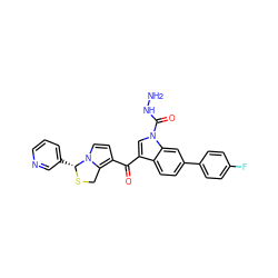 NNC(=O)n1cc(C(=O)c2ccn3c2CS[C@@H]3c2cccnc2)c2ccc(-c3ccc(F)cc3)cc21 ZINC000026742794