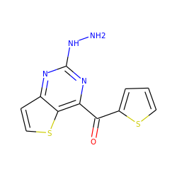 NNc1nc(C(=O)c2cccs2)c2sccc2n1 ZINC000029049936