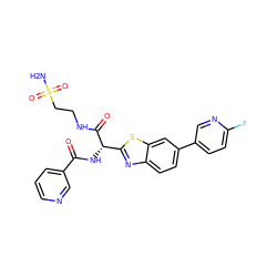 NS(=O)(=O)CCNC(=O)[C@@H](NC(=O)c1cccnc1)c1nc2ccc(-c3ccc(F)nc3)cc2s1 ZINC000144142455