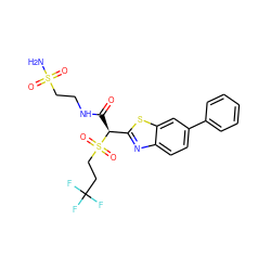 NS(=O)(=O)CCNC(=O)[C@@H](c1nc2ccc(-c3ccccc3)cc2s1)S(=O)(=O)CCC(F)(F)F ZINC000145511962