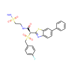 NS(=O)(=O)CCNC(=O)[C@@H](c1nc2ccc(-c3ccccc3)cc2s1)S(=O)(=O)Cc1ccc(F)cc1 ZINC000144613627