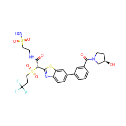 NS(=O)(=O)CCNC(=O)[C@H](c1nc2ccc(-c3cccc(C(=O)N4CC[C@@H](O)C4)c3)cc2s1)S(=O)(=O)CCC(F)(F)F ZINC000222081727
