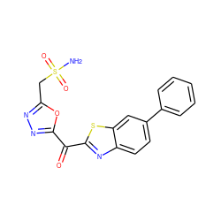 NS(=O)(=O)Cc1nnc(C(=O)c2nc3ccc(-c4ccccc4)cc3s2)o1 ZINC000210806986