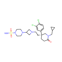 NS(=O)(=O)N1CCN(C2CN(CC[C@@]3(c4ccc(Cl)c(Cl)c4)CCC(=O)N(CC4CC4)C3)C2)CC1 ZINC000027563720