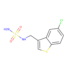 NS(=O)(=O)NCc1csc2ccc(Cl)cc12 ZINC000035838025