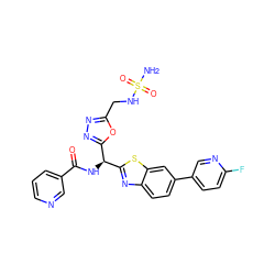 NS(=O)(=O)NCc1nnc([C@H](NC(=O)c2cccnc2)c2nc3ccc(-c4ccc(F)nc4)cc3s2)o1 ZINC000206749336