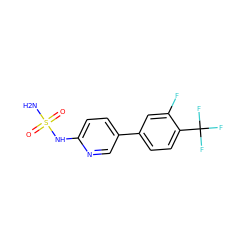 NS(=O)(=O)Nc1ccc(-c2ccc(C(F)(F)F)c(F)c2)cn1 ZINC000040892336