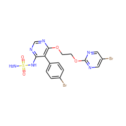 NS(=O)(=O)Nc1ncnc(OCCOc2ncc(Br)cn2)c1-c1ccc(Br)cc1 ZINC000095553608