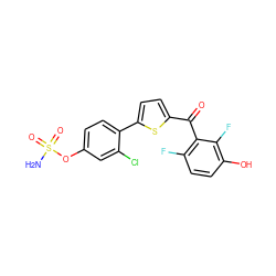 NS(=O)(=O)Oc1ccc(-c2ccc(C(=O)c3c(F)ccc(O)c3F)s2)c(Cl)c1 ZINC001772652767