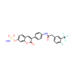 NS(=O)(=O)Oc1ccc2cc(-c3ccc(NC(=O)Cc4ccc(F)c(C(F)(F)F)c4)cc3)c(=O)oc2c1 ZINC001772602632