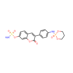 NS(=O)(=O)Oc1ccc2cc(-c3ccc(NP4(=O)OCCCO4)cc3)c(=O)oc2c1 ZINC000653909214