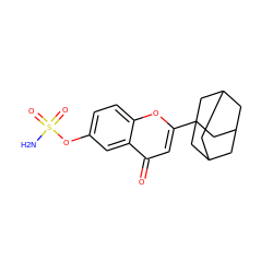 NS(=O)(=O)Oc1ccc2oc(C34CC5CC(CC(C5)C3)C4)cc(=O)c2c1 ZINC000003982040