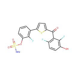 NS(=O)(=O)Oc1cccc(-c2ccc(C(=O)c3c(F)ccc(O)c3F)s2)c1F ZINC001772627495