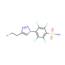 NS(=O)(=O)c1c(F)c(F)c(-n2cc(CCBr)nn2)c(F)c1F ZINC000299828898