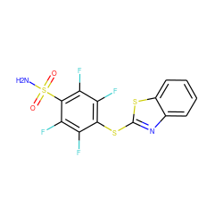 NS(=O)(=O)c1c(F)c(F)c(Sc2nc3ccccc3s2)c(F)c1F ZINC000095590342