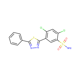 NS(=O)(=O)c1cc(-c2nnc(-c3ccccc3)s2)c(Cl)cc1Cl ZINC000169351743