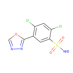 NS(=O)(=O)c1cc(-c2nnco2)c(Cl)cc1Cl ZINC000169351734