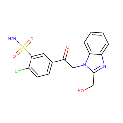 NS(=O)(=O)c1cc(C(=O)Cn2c(CO)nc3ccccc32)ccc1Cl ZINC000064526973