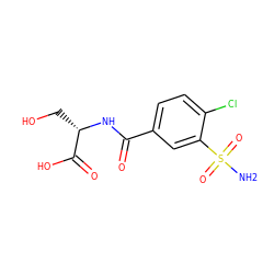 NS(=O)(=O)c1cc(C(=O)N[C@@H](CO)C(=O)O)ccc1Cl ZINC000029476370