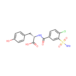 NS(=O)(=O)c1cc(C(=O)N[C@@H](Cc2ccc(O)cc2)C(=O)O)ccc1Cl ZINC000029476403