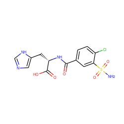 NS(=O)(=O)c1cc(C(=O)N[C@@H](Cc2cnc[nH]2)C(=O)O)ccc1Cl ZINC000029477881