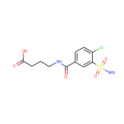 NS(=O)(=O)c1cc(C(=O)NCCCC(=O)O)ccc1Cl ZINC000029478359